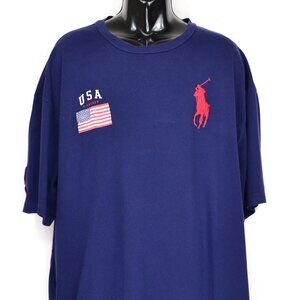 Polo Ralph Lauren Men's Size 2XLT Blue Large Pony Crew Neck Cotton T Shirt